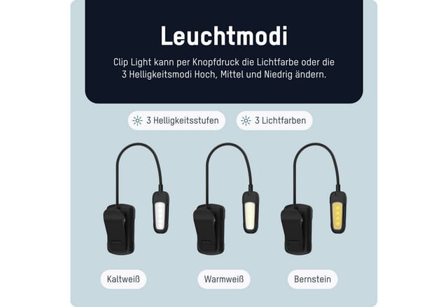 ANS 1600-0531 - LED-Bücherleuchte, dimmbar, Schwanenhals