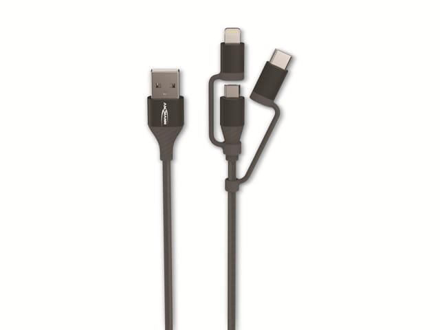 ANS 1700-0136 - 3in1 Ladekabel Micro B/ Typ C/ Lightning, 1,2m