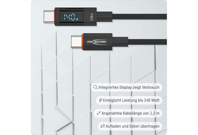 ANS 1700-0176 - Daten-/ Ladekabel USB C Stecker, 140 W, 1,2 m