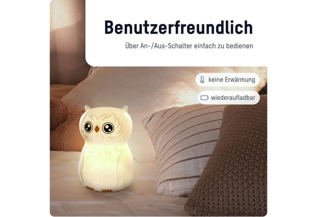 ANS 1800-0090 - Nachtlicht Eule Finn, RGB, timer