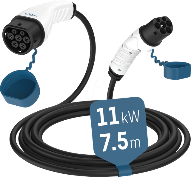 ANS 1900-0118 - Typ 2 Kabel, für E-Fahrzeuge, 11 kW, 16 A, 3 Phasen, 7,5 m, mit