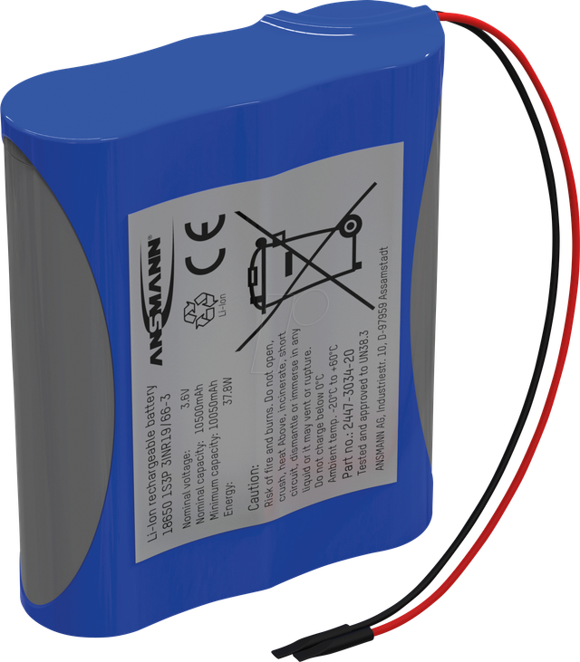 ANS 2447-3034-20 - Lithium-Ionen Akkupack, 3,63 V, 10500 mAh, 1S3P