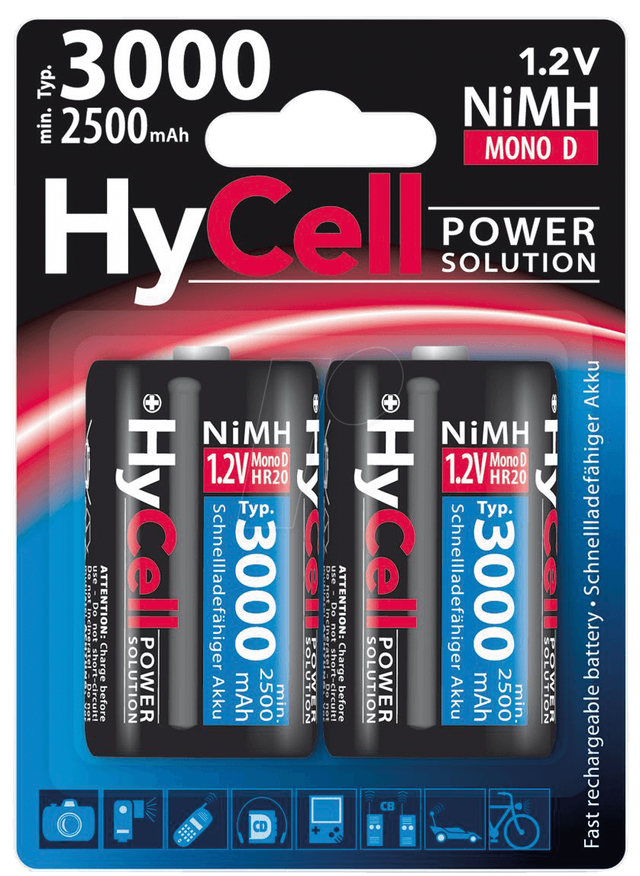 ANS HC 2XD - HyCell, NiMh Akku, D (Mono), 3000 mAh, 2er-Pack
