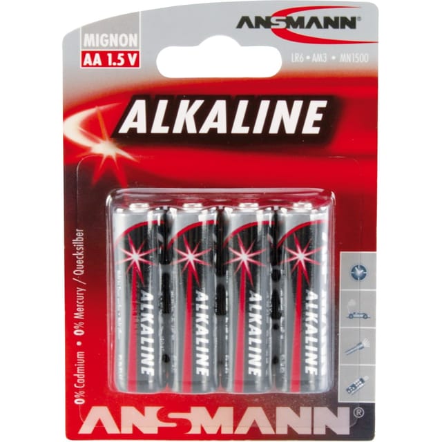 ANS RED 4XAA - Red, Alkaline Batterie, AA (Mignon), 4er-Pack