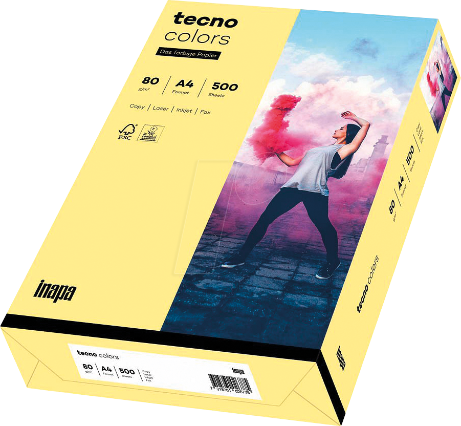 TECNO 88324401 - Papier hellgelb DIN A4 80 g/qm 500 Blatt