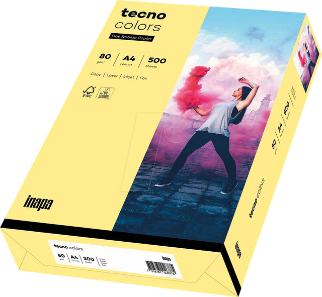 TECNO 88324401 - Papier hellgelb DIN A4 80 g/qm 500 Blatt