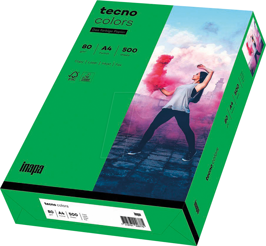 TECNO 88324417 - Papier intensivgrün DIN A4 80 g/qm 500 Blatt