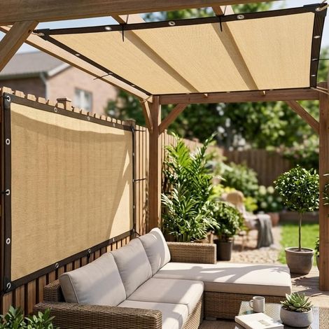 Schattierungsnetz, 90 % Hdpe, Ösen, Verstärkte Ecken, Atmungsaktiv, Für Pergola, Terrasse, Balkon