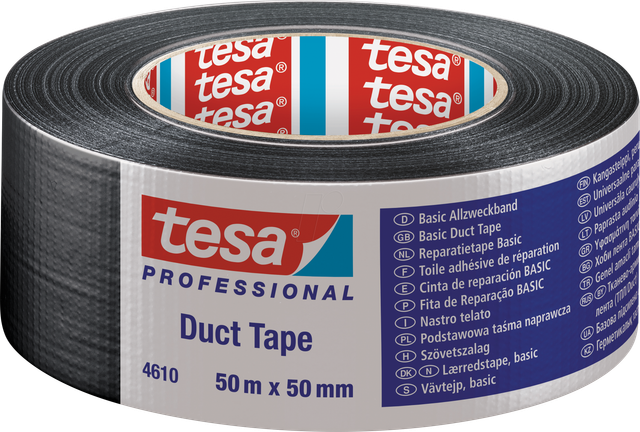 TESA 04610 SW - Gewebeband Professional Duct Tape, 50m x 50mm, schwarz
