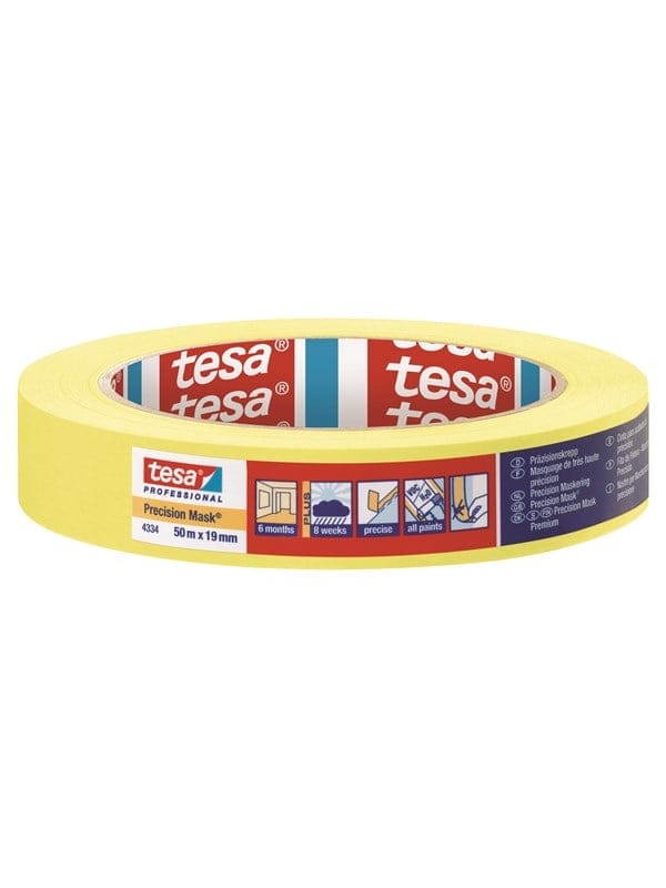 TESA 4334GE-19 - Malerband tesa Präzisionskrepp®, gelb, 19 mm