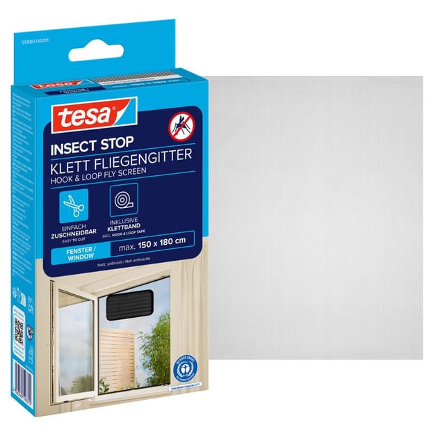 TESA 55680 AN - tesa® Insect Stop, Fenster, 1,50 m x 1,80 m, anthrazit