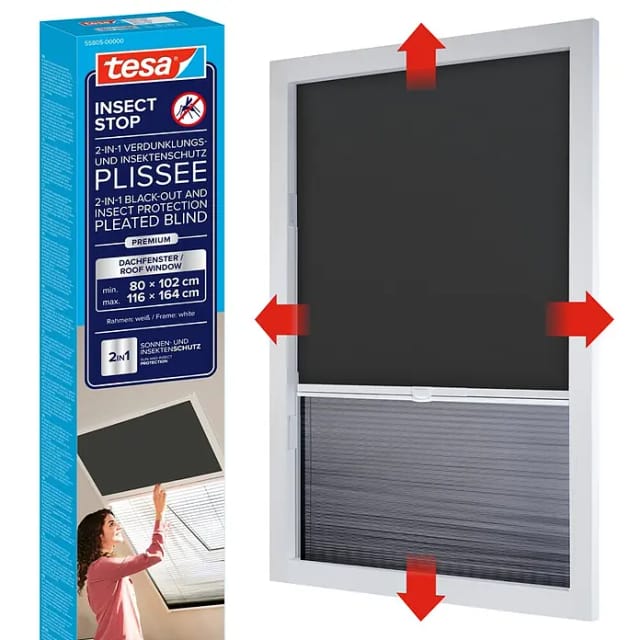 TESA 55805 - tesa® Insektenschutz Verdunklungsplissee Dachfenster
