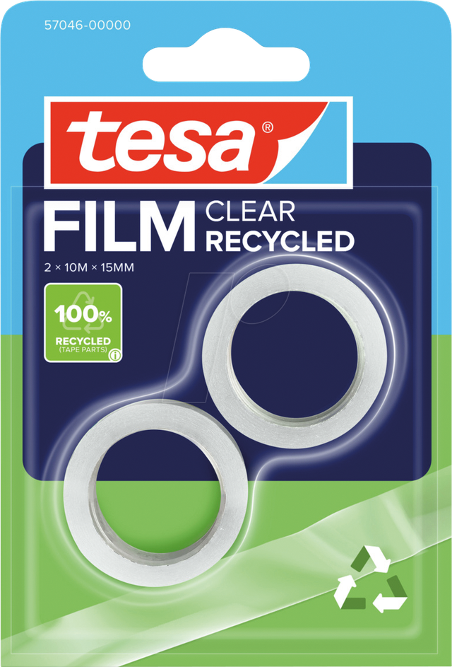 TESA 57046 - tesafilm® CLEAR RECYCLED, 10 m x 15 mm, 2 Rollen