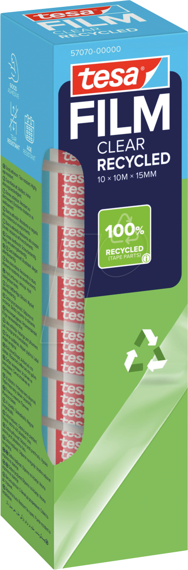TESA 57070 - tesafilm® CLEAR RECYCLED, 10 m x 15 mm, 10 Rollen