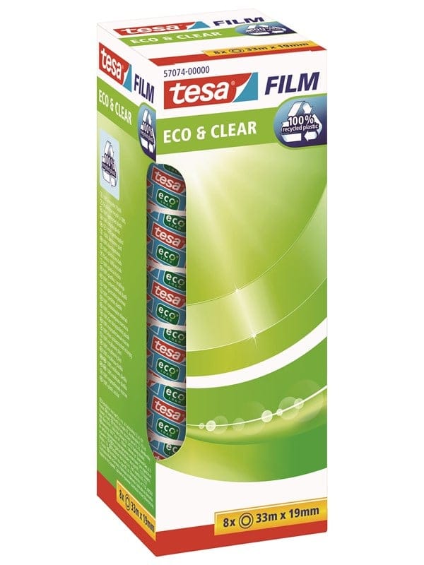 TESA 57074 - tesafilm® CLEAR RECYCLED, 33 m x 19 mm, 8 Rollen