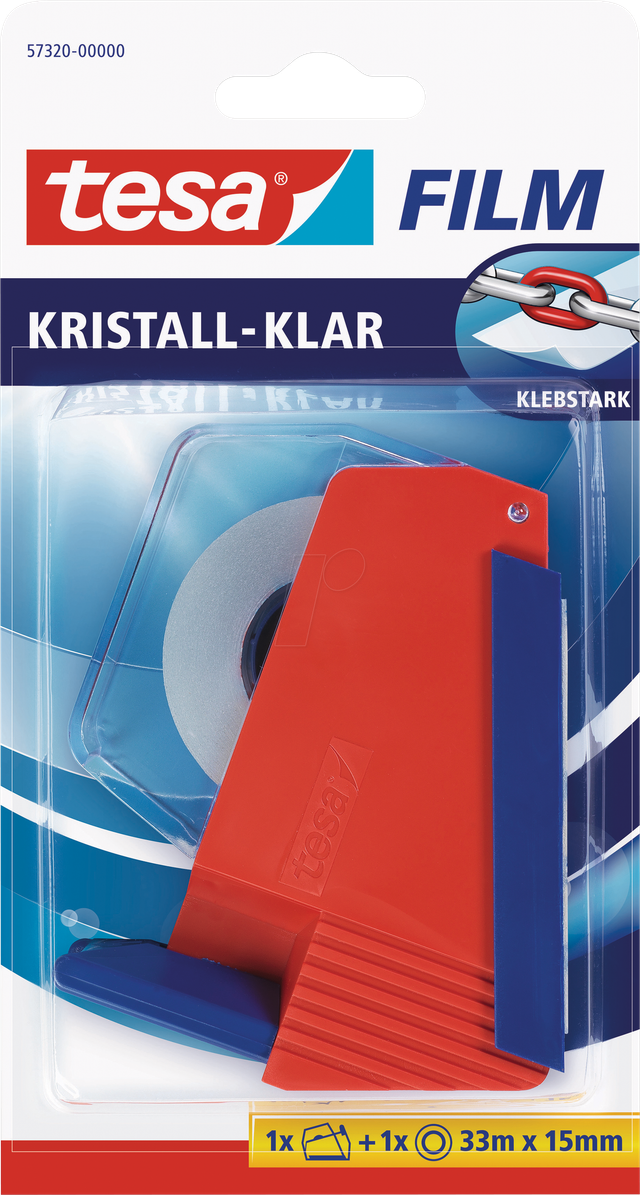 TESA 57320 - tesafilm® Mini Abroller, kristall-klar, +1 Rolle 33 m x 15 mm
