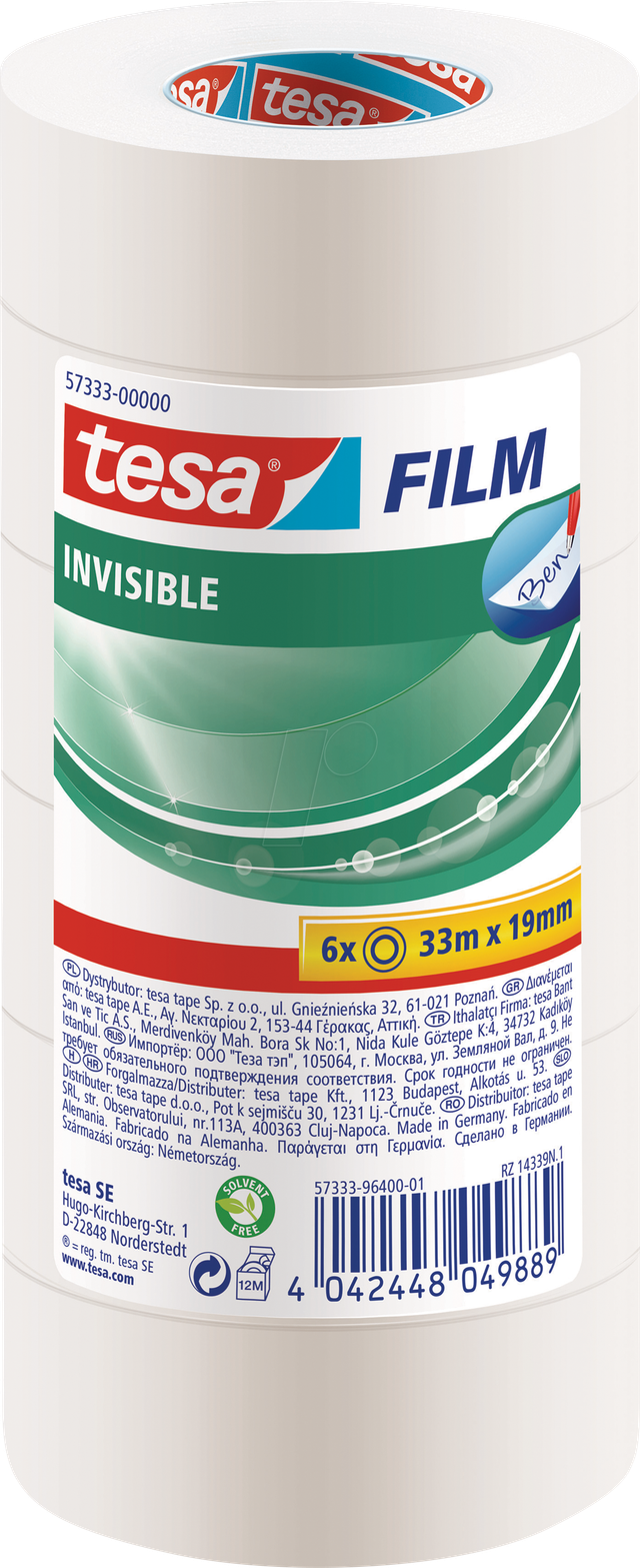 TESA 57333 - tesafilm® invisible, 33 m x 19 mm, 6 Rollen