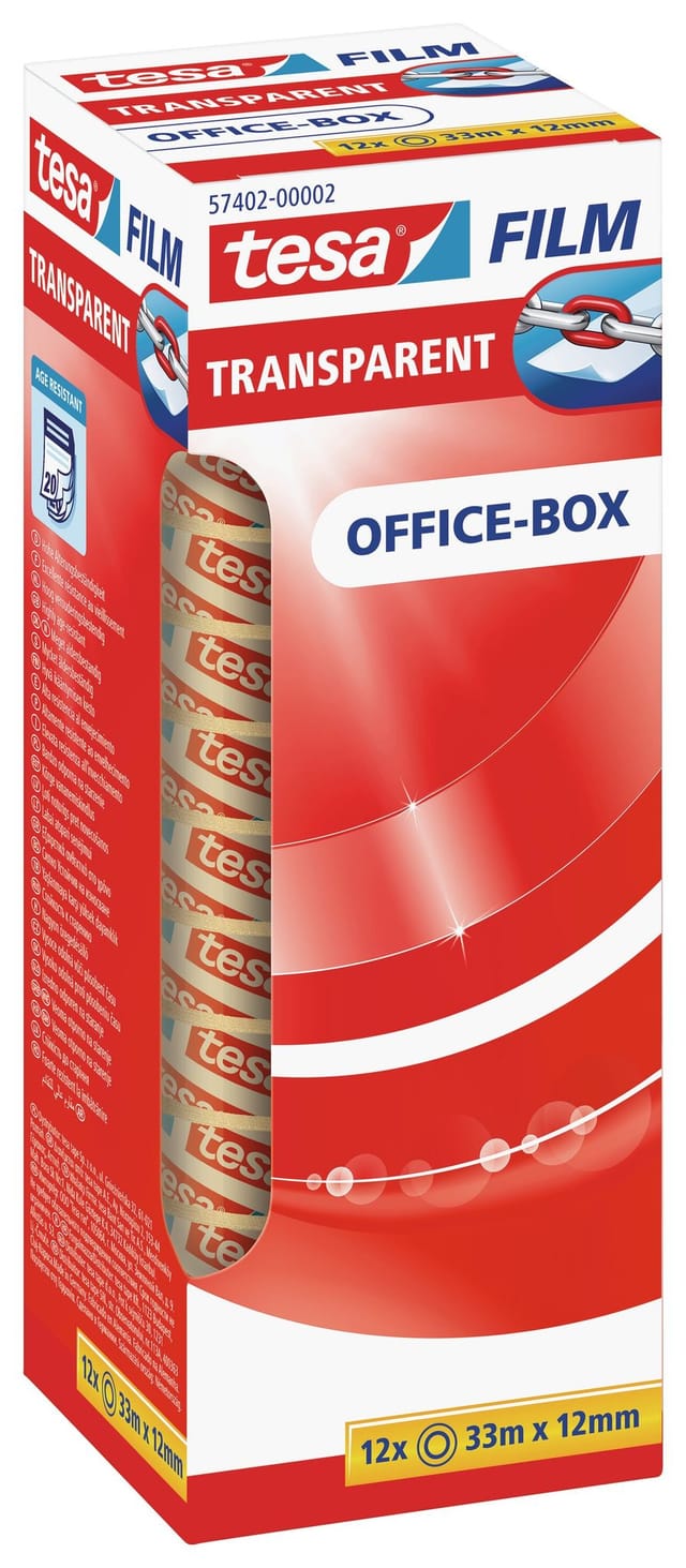 TESA 57402 - tesafilm® transparent, 33 m x 12 mm, 12 Rollen