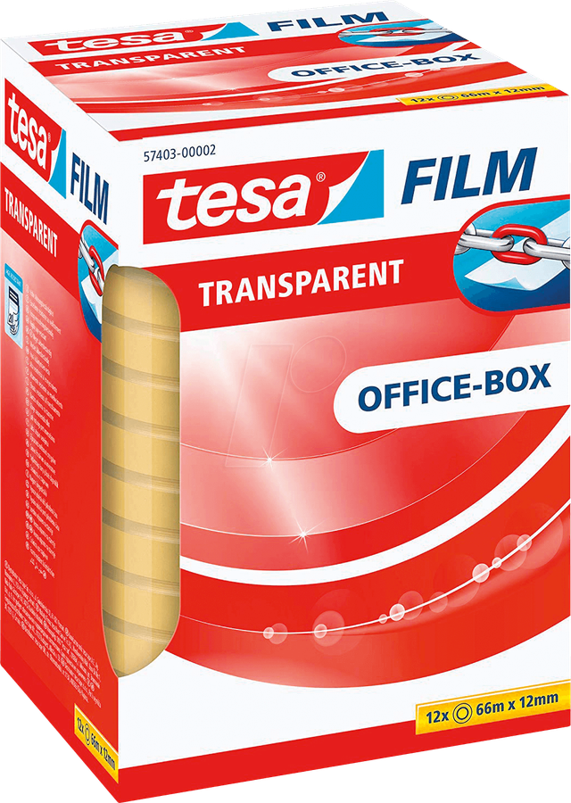 TESA 57403 - tesafilm® transparent, 66 m x 12 mm, 12 Rollen