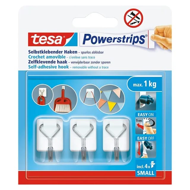 TESA 57615-3 - Powerstrips Haken - 3 x 1kg - Weiß
