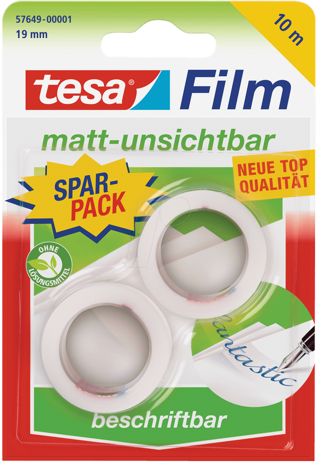 TESA 57649 - tesafilm® matt-unsichtbar 10m x 19mm / 2 Rollen