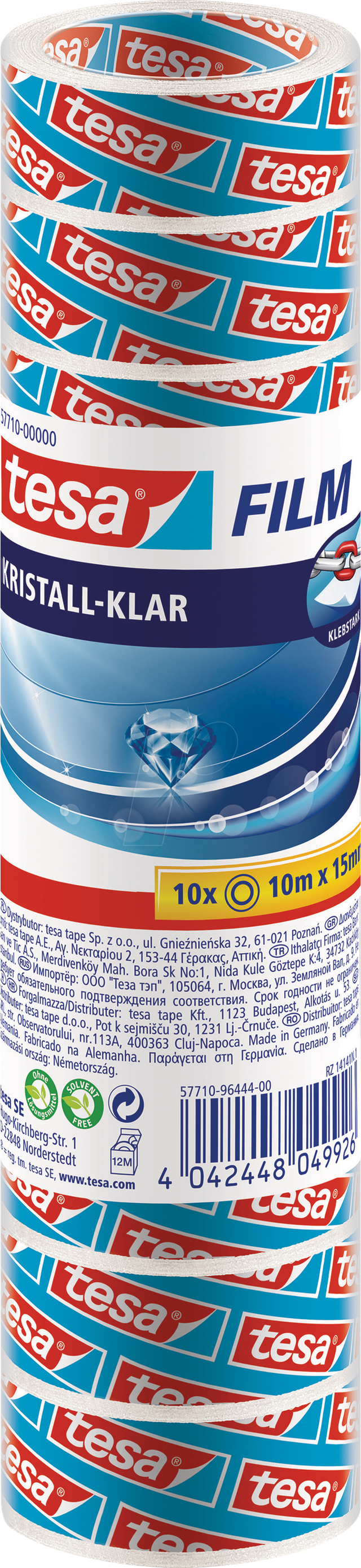 TESA 57710 - tesafilm® kristall-klar, 10 m x 15 mm, 10 Rollen