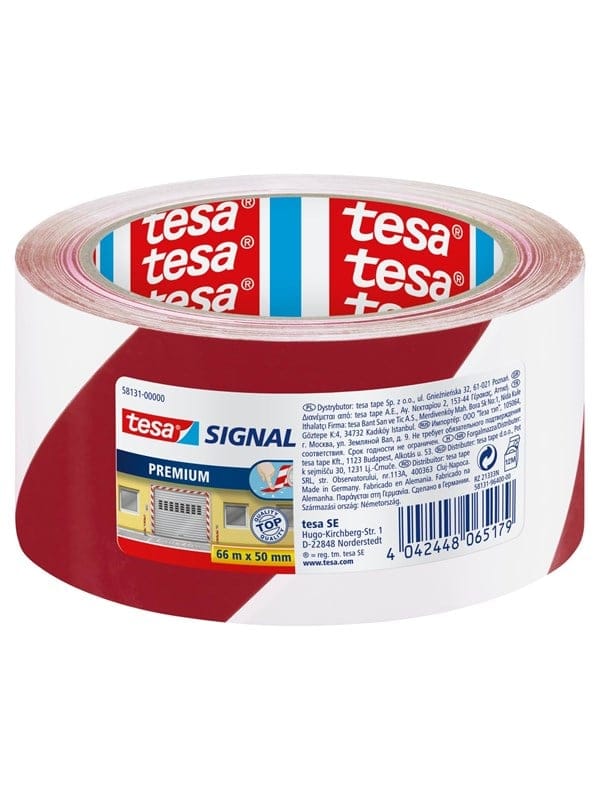 TESA 58131 - Klebeband tesa® Signal Premium, 66 m x 50 mm, rot/weiß