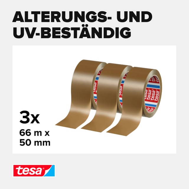 TESA 58165 - tesapack® Paketband Strong, 66 m x 50 mm, 3 Rollen braun