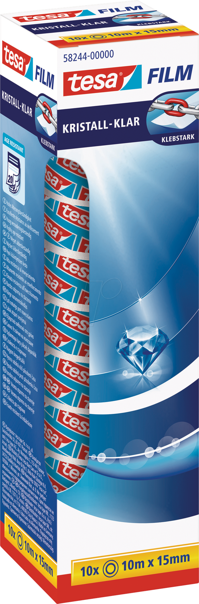 TESA 58244 - tesafilm® kristall-klar, 10 m x 15 mm, 10 Rollen