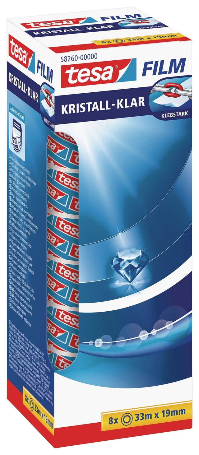 TESA 58260 - tesafilm® kristall-klar, 33 m x 19 mm, 8 Rollen