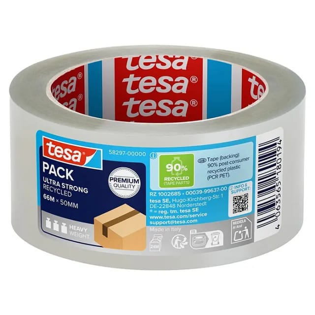 TESA 58297 - tesapack® ULTRA STRONG RECYCLED, 66 m x 50 mm, transparent