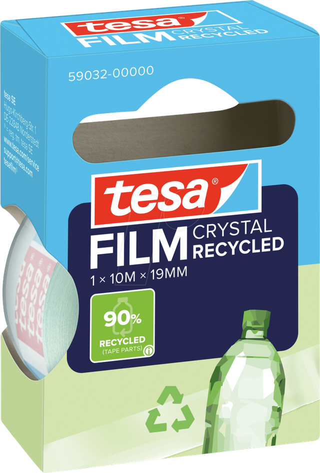 TESA 59032 - tesafilm® CRYSTAL RECYCLED, 10 m x 19 mm, 1 Rolle