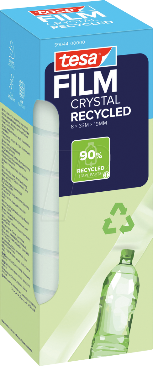 TESA 59044 - tesafilm® CRYSTAL RECYCLED, 33 m x 19 mm, 8 Rollen