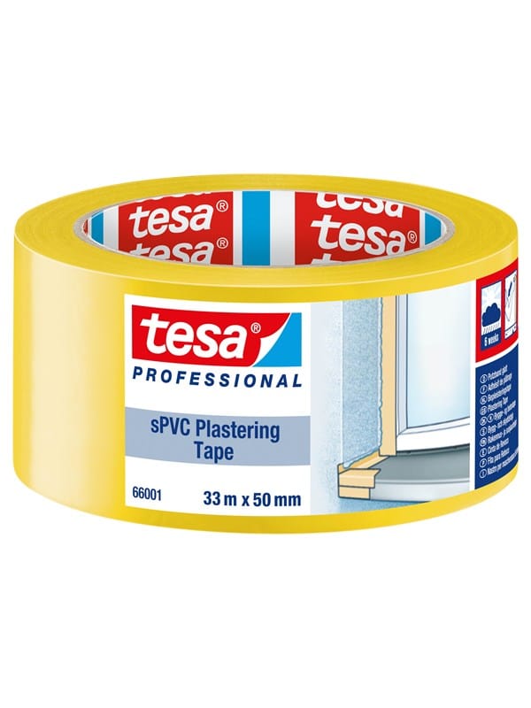 TESA 66001 GE - Putzband sPVC, glatt, 33 m x 50 mm, gelb