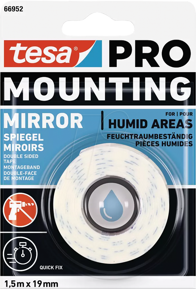 TESA 66952-0 - Montageband tesa PRO Spiegel, 1,5 m x 19 mm, weiß