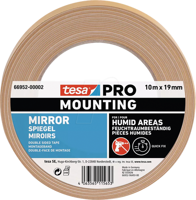 TESA 66952-2 - Montageband tesa PRO Spiegel, 10 m x 19 mm, weiß