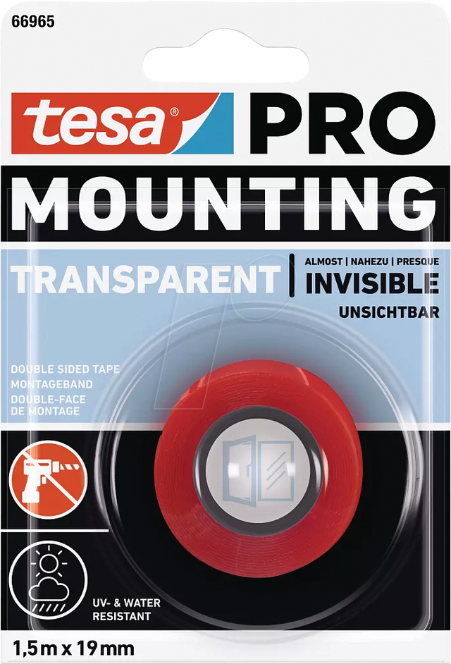 TESA 66965-0 - Montageband tesa PRO Transparent, 1,5 m x 19 mm