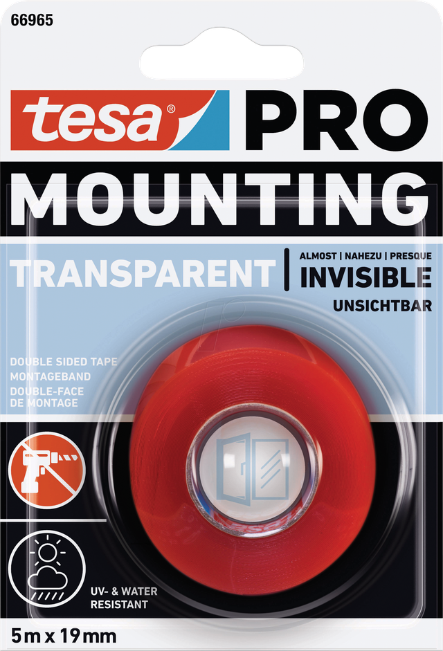 TESA 66965-1 - Montageband tesa PRO Transparent, 5 m x 19 mm