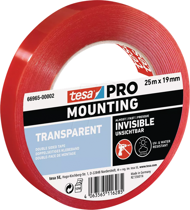 TESA 66965-2 - Montageband tesa PRO Transparent, 25 m x 19 mm