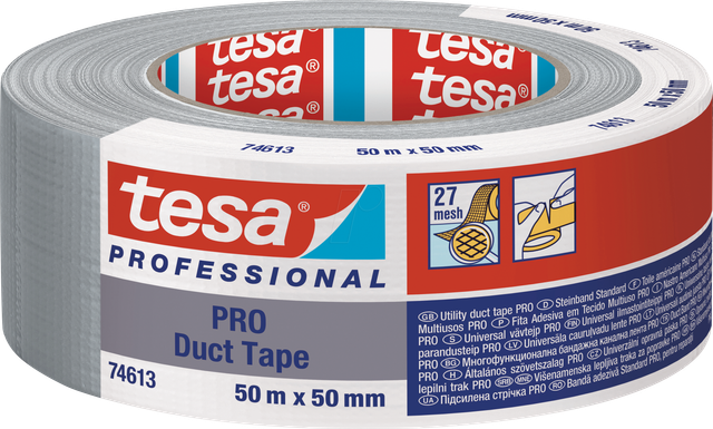 TESA 74613 SI - Gewebeband tesa PRO, 50 m x 50 mm, silber