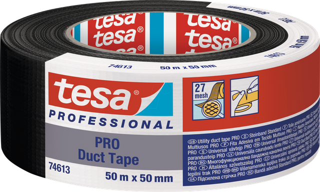 TESA 74613 SW - Gewebeband tesa PRO, 50 m x 50 mm, schwarz