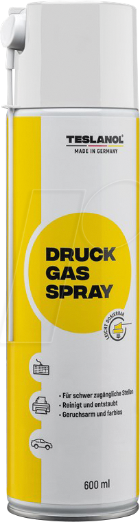 TESLANOL 49752 - Druckluft Spray, Druckgas mit 600 ml und Spühröhrchen