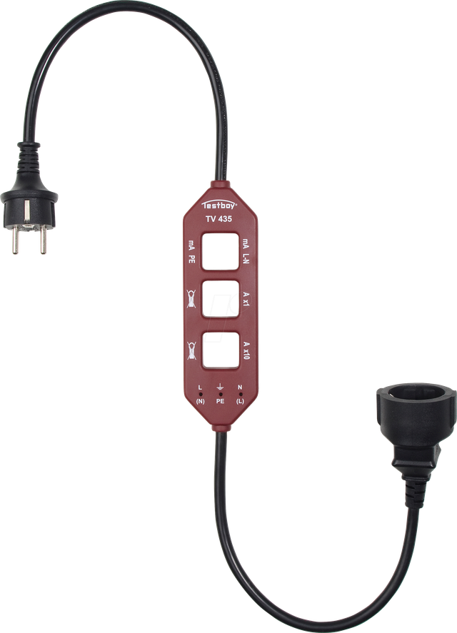 TESTBOY TV 435 - Strom-Messadapter, Schutzkontakt, CAT III 300 V