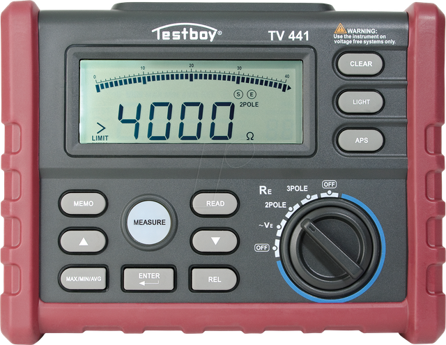 TESTBOY TV 441 - Erdungswiderstandsprüfgerät, 4000 Ohm, 3 mA