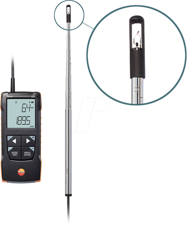 TESTO 0563 0425 - Digitales Hitzdraht-Anemometer testo 425, -20 bis +70 °C