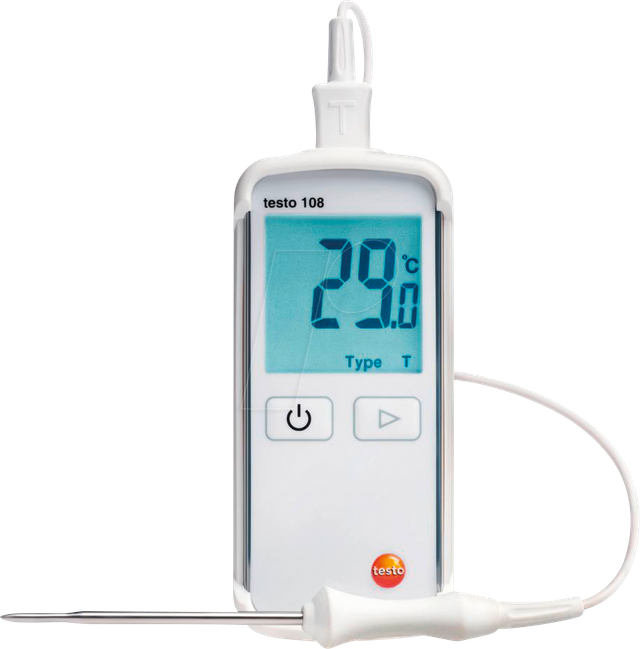 TESTO 0563 1080 - Digital-Thermometer testo 108, -50 bis + 300 °C, Typ-T/-K, HACCP