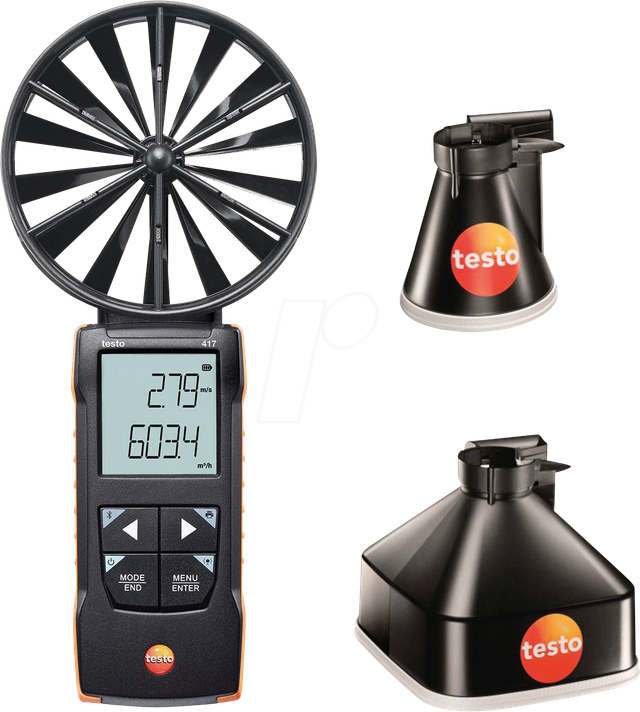 TESTO 0563 1417 - Flügelrad-Anemometer testo 417 Set 1, mit Messtrichtern