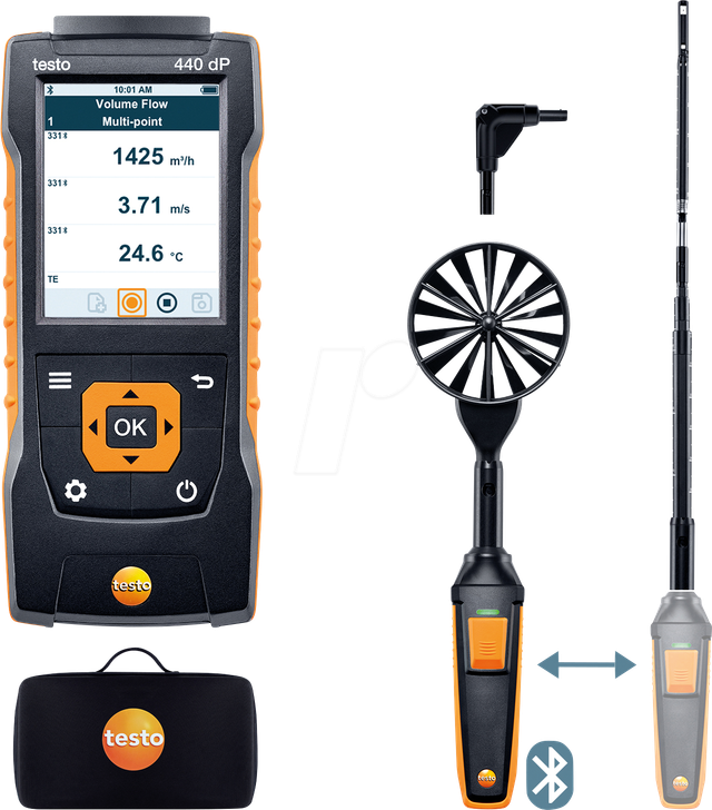 TESTO 0563 4409 - Messgeräteset zur Klimamessung, testo 440 delta P Strömungs-Komb