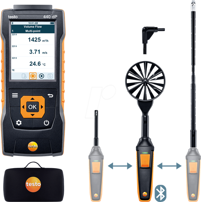 TESTO 0563 4410 - Messgeräteset zur Klimamessung, testo 440 delta P Strömungs-Komb