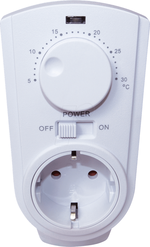 TIMER 8141 WS - Temperaturgesteuerte Steckdose, 62 x 125 x 80 mm, weiß